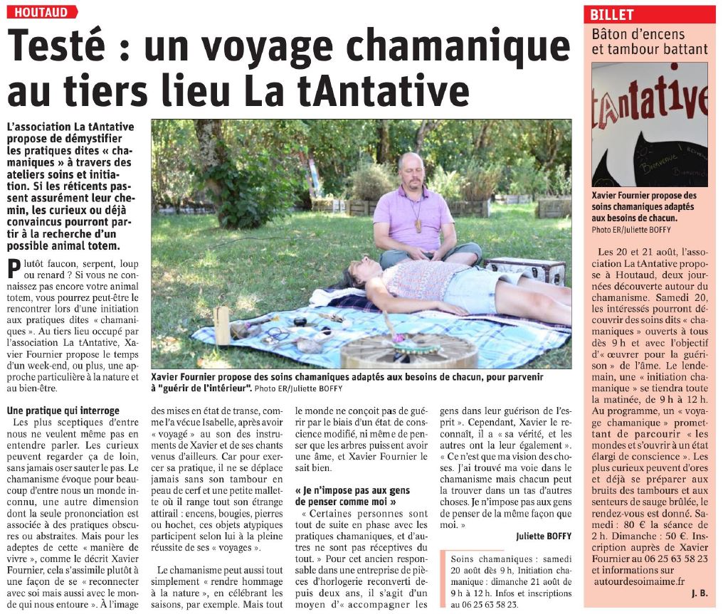 Xavier Fournier _ article sur sa formation au voyage chamanique